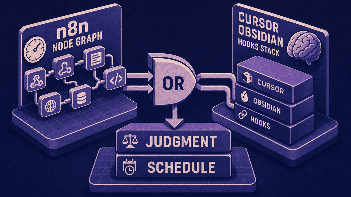 Industrial conveyor belts move scheduled packets while a lit desk handles one open folder for judgment work.