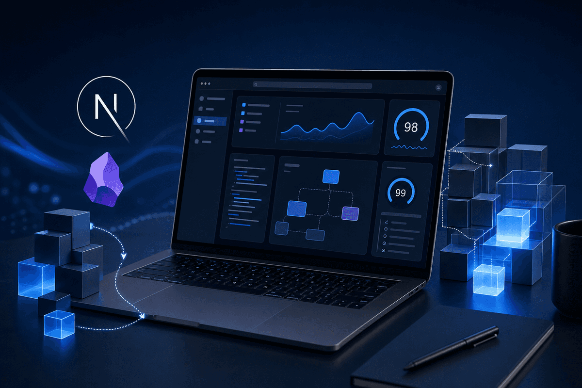 Editorial split of WordPress admin, Obsidian vault, and Next.js deployment pipeline.