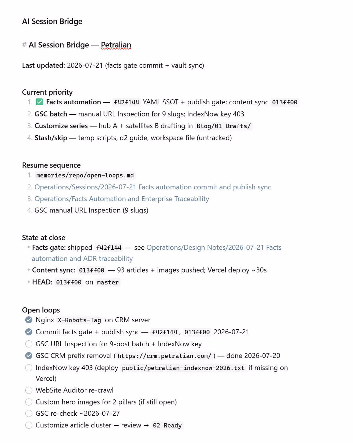 API client or terminal showing IndexNow response including a 403 status.