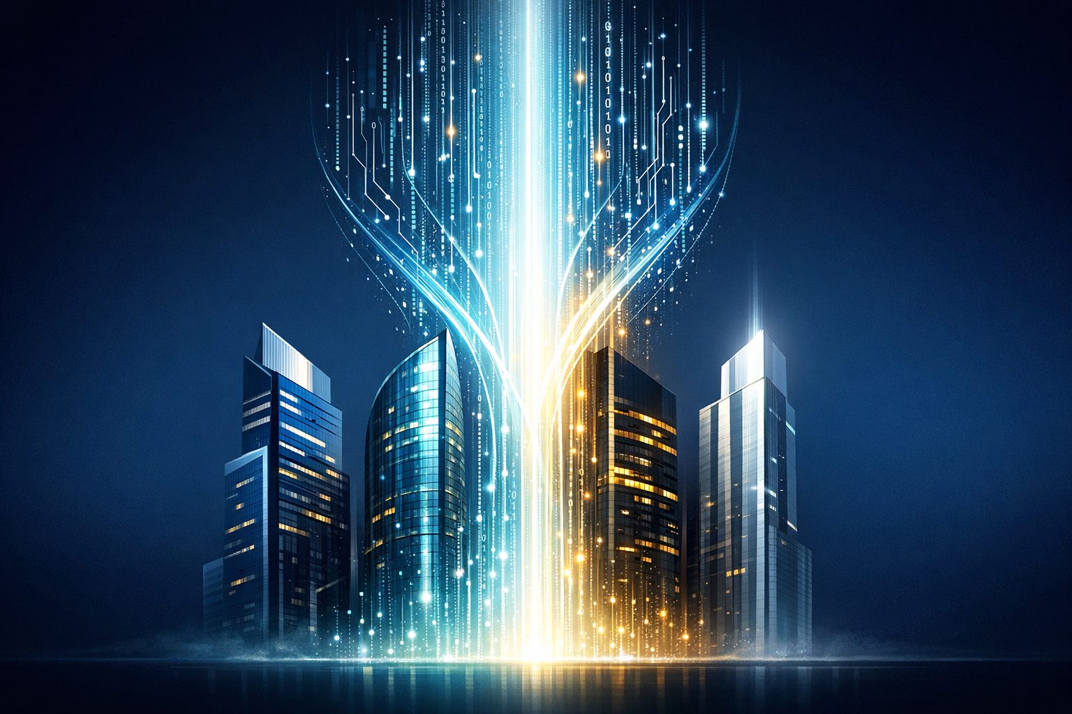 Illustrated graphic of interconnected global agency network nodes transitioning into a unified integrated structure, representing the 2026 ad agency holding company transformation